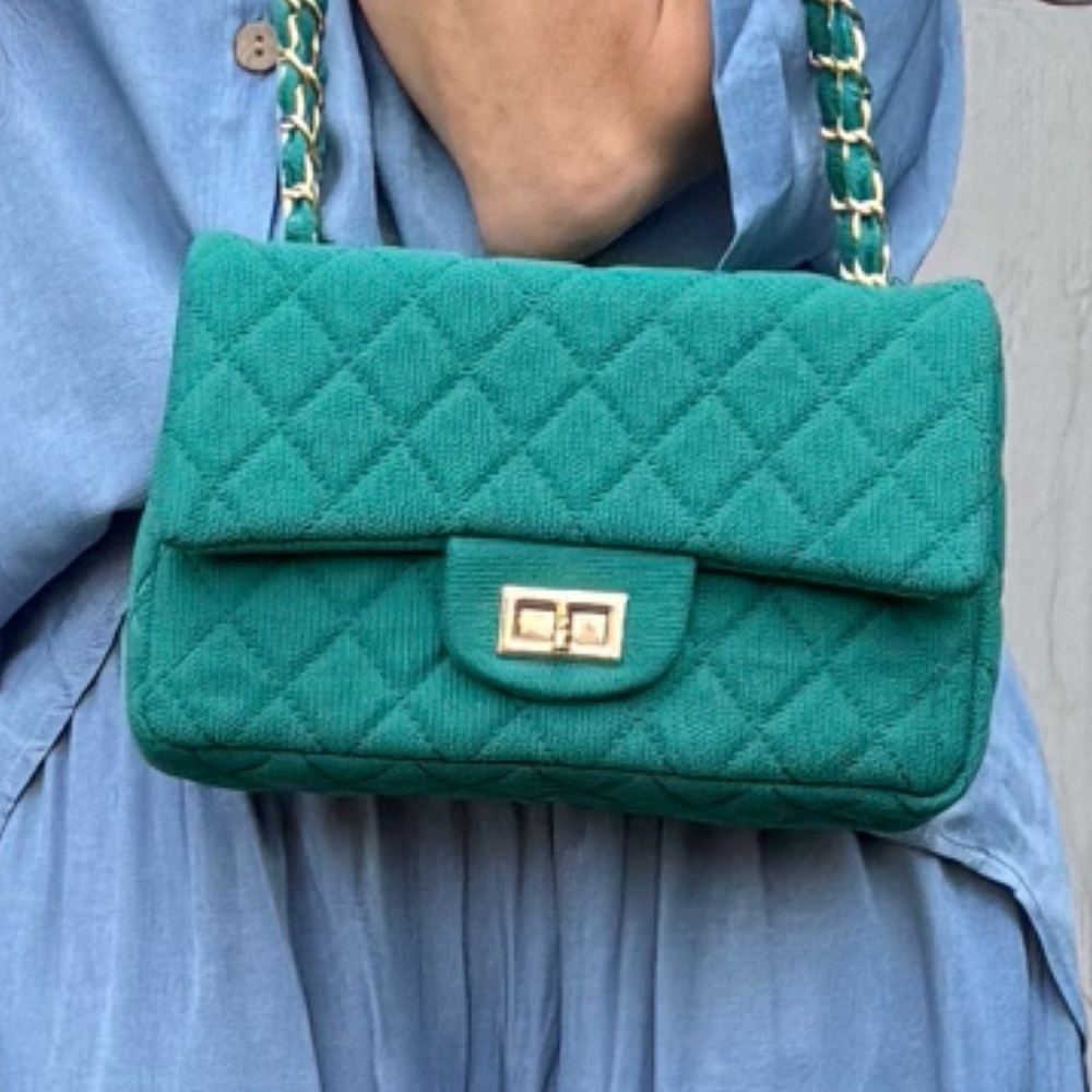 ShopEvelynne Teal Quilted Shoulder Bag